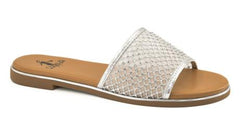 Corky's Just Meshing With Ya Silver Sandals | Chic Slip-On Mesh Slides | Sizes 7-11