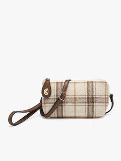 Kendall Plaid Crossbody/Wristlet with Twist Lock Closure | Versatile Plaid Fashion Bag in 4 Colors