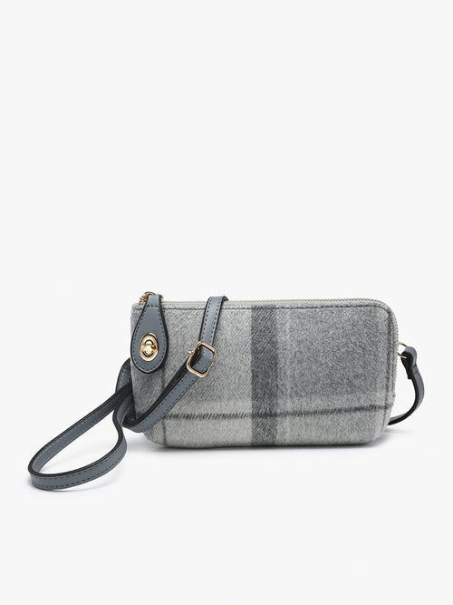 Kendall Plaid Crossbody/Wristlet with Twist Lock Closure | Versatile Plaid Fashion Bag in 4 Colors