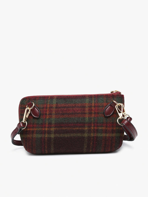 Kendall Plaid Crossbody/Wristlet with Twist Lock Closure | Versatile Plaid Fashion Bag in 4 Colors