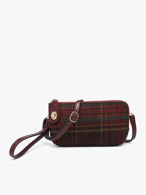 Kendall Plaid Crossbody/Wristlet with Twist Lock Closure | Versatile Plaid Fashion Bag in 4 Colors