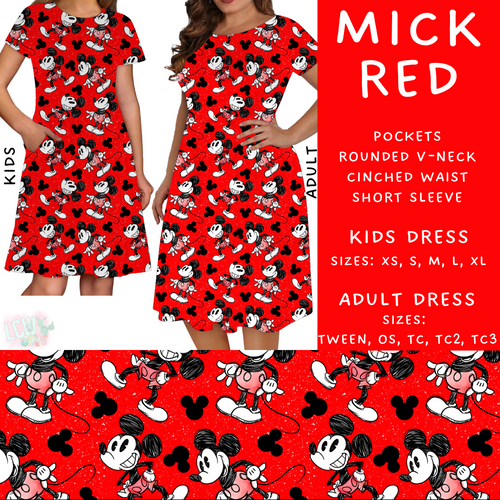 Batch #273 - Magical Faves 10 - Closes 1/20 - ETA late March - Mick Red Adult & Kids Dresses