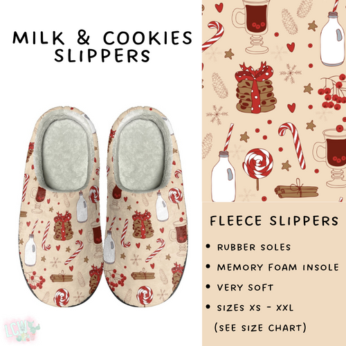 Batch #221 - Comfy Christmas Slippers - Closes 10/23 - ETA early Dec - Milk & Cookies Slippers