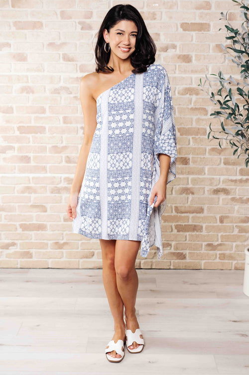Marjorie One Shoulder Dress – Shift Silhouette with Draped Detail | Sizes S–3XL | Andree By Unit