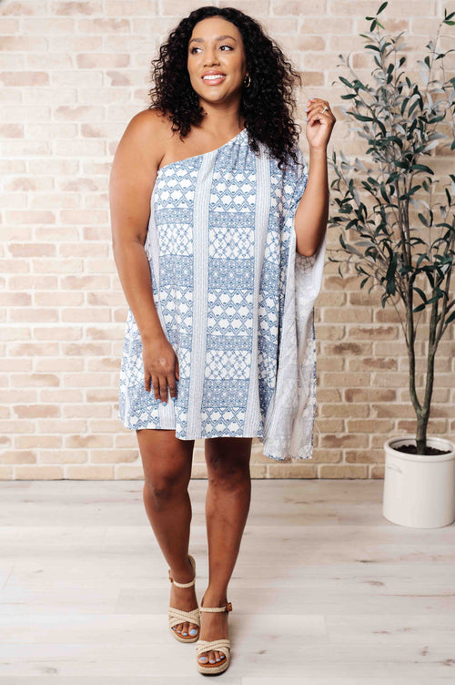 Marjorie One Shoulder Dress – Shift Silhouette with Draped Detail | Sizes S–3XL | Andree By Unit