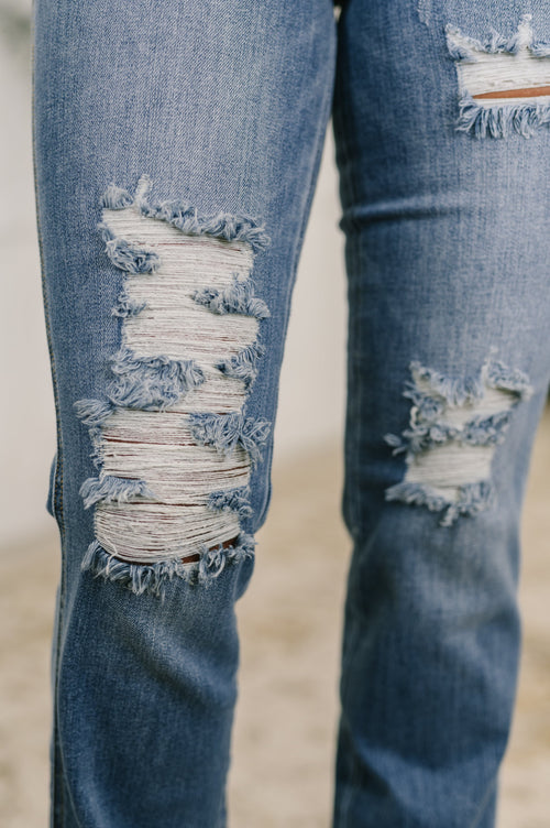 Maureen High Rise Distressed Bootcut Jeans – Judy Blue | Sizes 0–24W