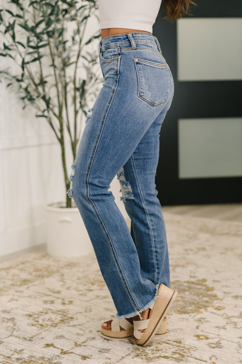 Maureen High Rise Distressed Bootcut Jeans – Judy Blue | Sizes 0–24W