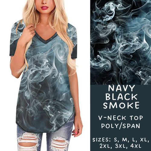 Batch #202 - Colorful Smoke Sets - Closes 9/18 - ETA early Nov - Navy Black Smoke V-Neck Tee