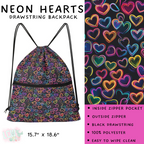 Batch #276 - Fanny Packs & Drawstring Backpacks - Closes 1/24 - ETA late March - Neon Hearts Drawstring Backpack