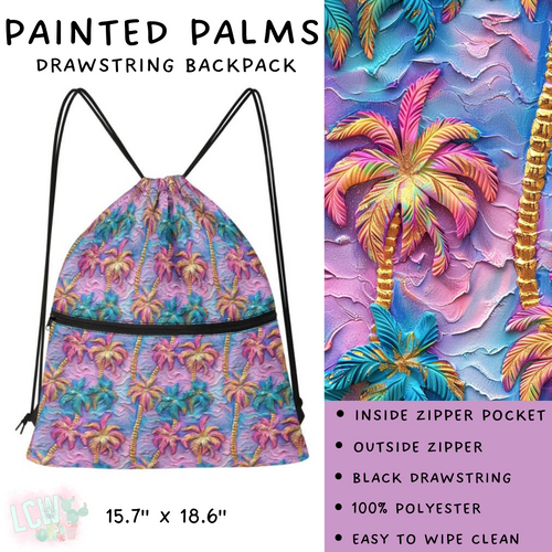 Batch #276 - Fanny Packs & Drawstring Backpacks - Closes 1/24 - ETA late March - Painted Palms Drawstring Backpack