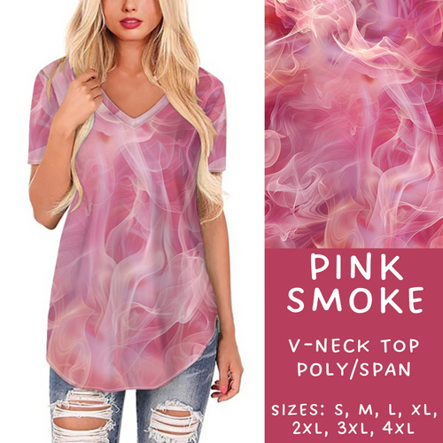 Batch #202 - Colorful Smoke Sets - Closes 9/18 - ETA early Nov - Pink Smoke V-Neck Tee