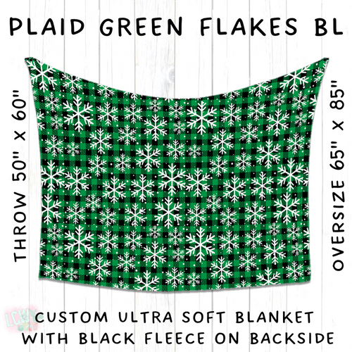 Batch #216 - Cozy Christmas Blankets Presale - Closes 10/14 - ETA Early Dec - Plaid Green Flakes BL