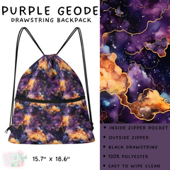 Batch #276 - Fanny Packs & Drawstring Backpacks - Closes 1/24 - ETA late March - Purple Geode Drawstring Backpack