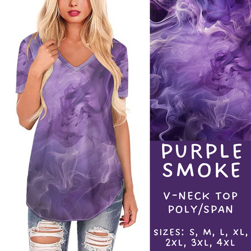 Batch #202 - Colorful Smoke Sets - Closes 9/18 - ETA early Nov - Purple Smoke V-Neck Tee