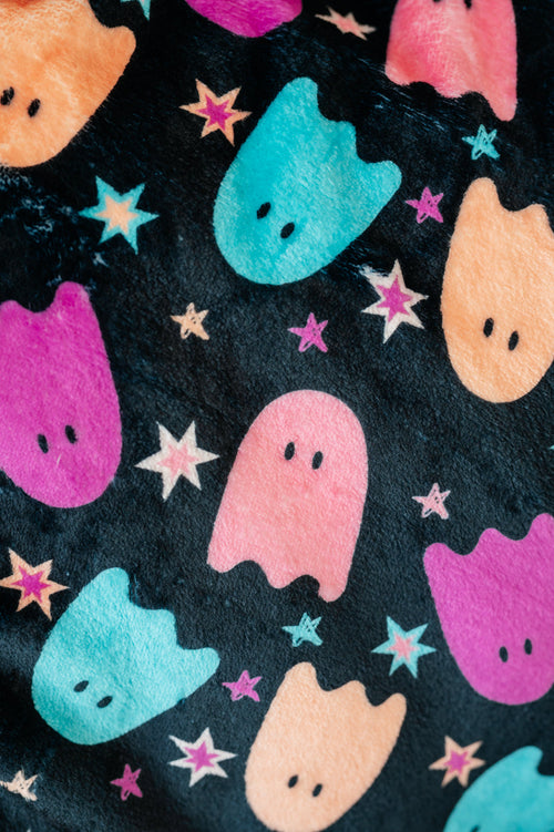 PREORDER: Neon Ghosts Halloween Fleece Blanket - Spooky Comfort Awaits!