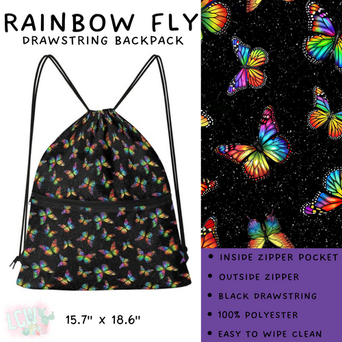 Batch #276 - Fanny Packs & Drawstring Backpacks - Closes 1/24 - ETA late March - Rainbow Fly Drawstring Backpack