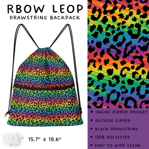 Batch #276 - Fanny Packs & Drawstring Backpacks - Closes 1/24 - ETA late March - Rbow Leop Drawstring Backpack