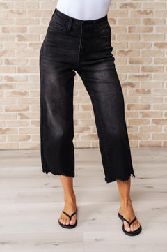 Ryan High Rise Button Fly Wide Leg Crop Jeans | Judy Blue | Sizes 0 to 24W