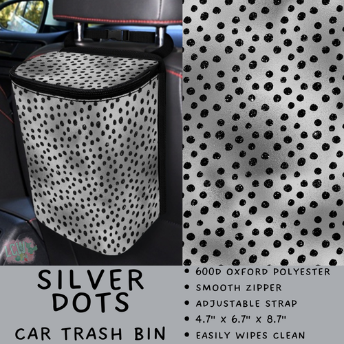 Batch #423 - Car Accessories - Closes 10/2 - ETA mid/late Nov - Silver Dots Car Trash Bin