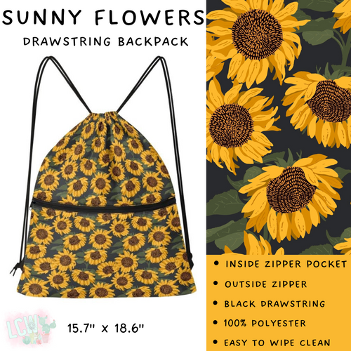 Batch #276 - Fanny Packs & Drawstring Backpacks - Closes 1/24 - ETA late March - Sunny Flowers Drawstring Backpack