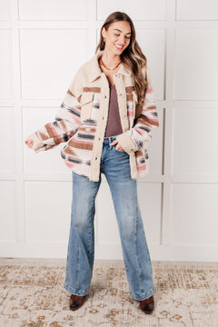 Sedona Sunset Sherpa Aztec Shacket – Cozy & Stylish in Sizes S-3XL for Effortless Fall Fashion