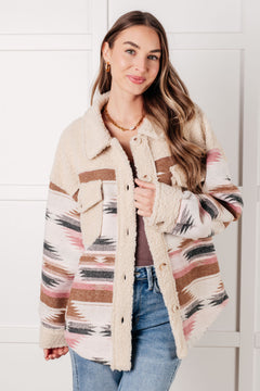 Sedona Sunset Sherpa Aztec Shacket – Cozy & Stylish in Sizes S-3XL for Effortless Fall Fashion