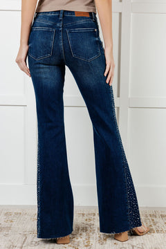 Shannon Mid Rise Rhinestone Flare Jeans – Judy Blue Dark Wash - Women's Jeans