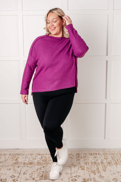 Simply Basic Ribbed Hacci Sweater – Light Plum - Sizes Small - 3XL