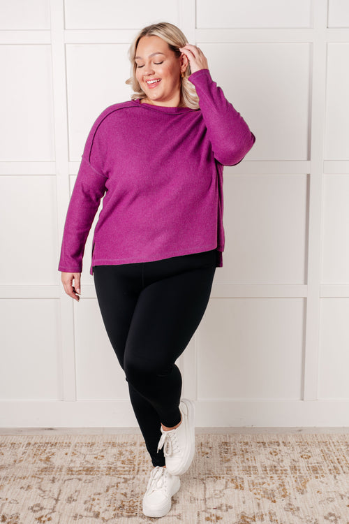 Simply Basic Ribbed Hacci Sweater – Light Plum - Sizes Small - 3XL