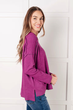 Simply Basic Ribbed Hacci Sweater – Light Plum - Sizes Small - 3XL