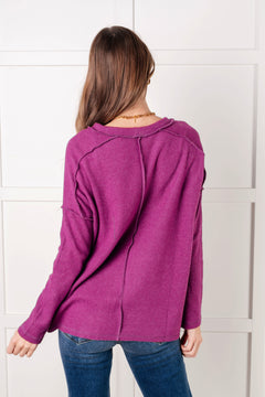 Simply Basic Ribbed Hacci Sweater – Light Plum - Sizes Small - 3XL