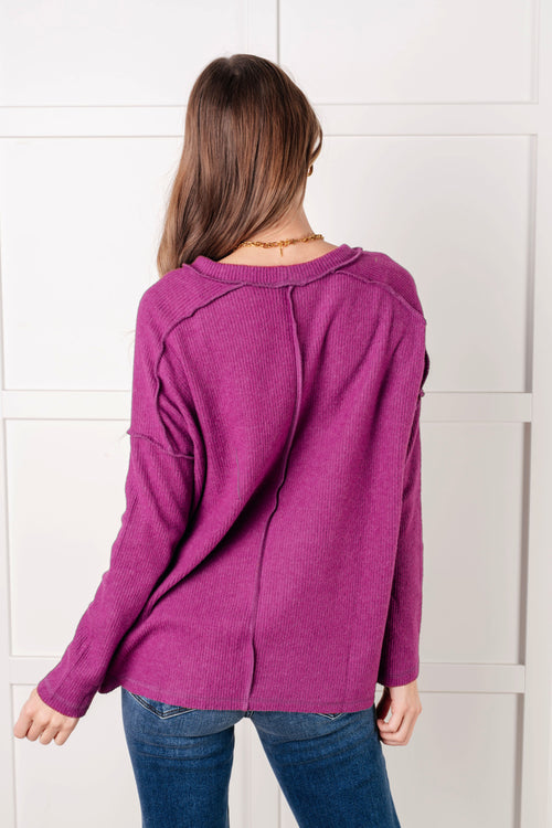Simply Basic Ribbed Hacci Sweater – Light Plum - Sizes Small - 3XL
