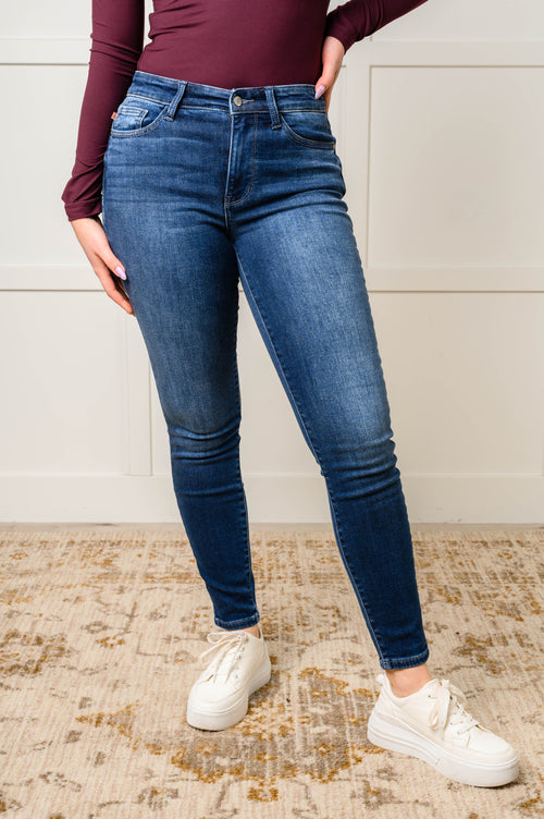 Skylar Mid Rise Thermal Vintage Skinny Jean | Dark Wash | Sizes 0-24W | Cozy & Stylish