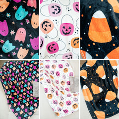 PREORDER: Neon Ghosts Halloween Fleece Blanket - Spooky Comfort Awaits!