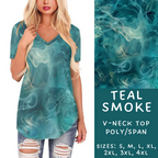 Batch #202 - Colorful Smoke Sets - Closes 9/18 - ETA early Nov - Teal Smoke V-Neck Tee