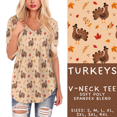 Batch #407 - Fall Fun 2 - Closes 9/4 - ETA mid/late October - Turkeys V-Neck Tee