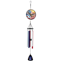 Stars & Liberty Eagle Stained Glass Wind Chime — 40"