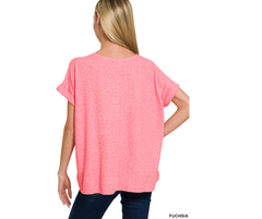 Soft Melange Hacci V-Neck Tee – Zenana