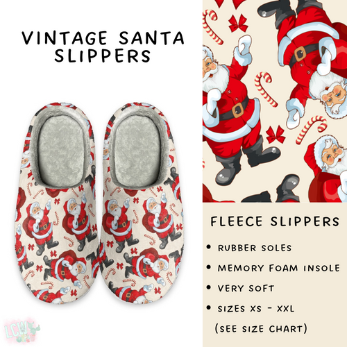 Batch #221 - Comfy Christmas Slippers - Closes 10/23 - ETA early Dec - Vintage Santa Slippers