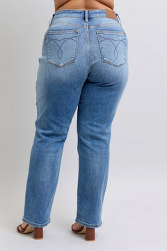 Vintage Wash Thermal Straight Jeans