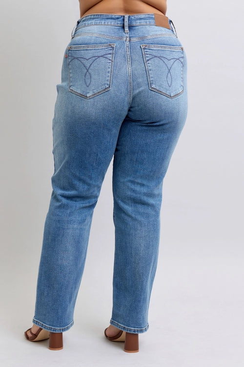 Vintage Wash Thermal Straight Jeans