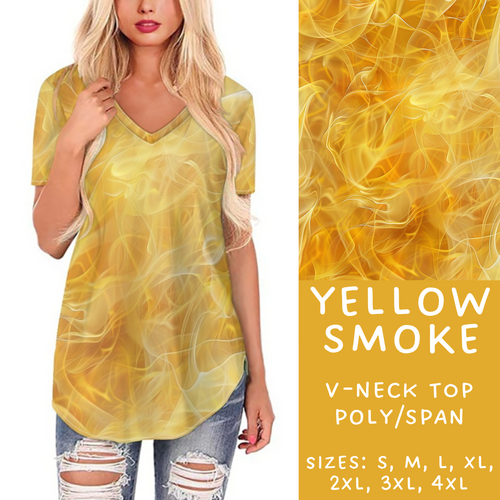 Batch #202 - Colorful Smoke Sets - Closes 9/18 - ETA early Nov - Yellow Smoke V-Neck Tee