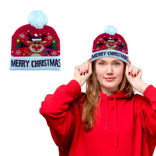 Holiday LED Pom Pom Beanie – Light Up the Season in Comfort and Cheer