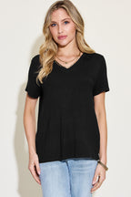 Basic Bae Full Size V-Neck High-Low T-Shirt - Ultimate Comfort & Style