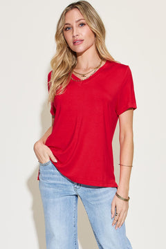 Basic Bae Full Size V-Neck High-Low T-Shirt - Ultimate Comfort & Style