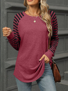 Striped Round Neck Long Sleeve T-Shirt – Classic Comfort in 6 Stunning Colors