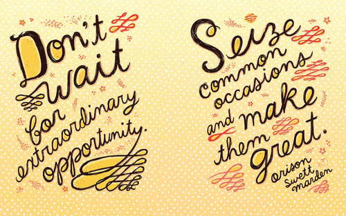 Open mini book page with inspirational quote about extraordinary opportunity.