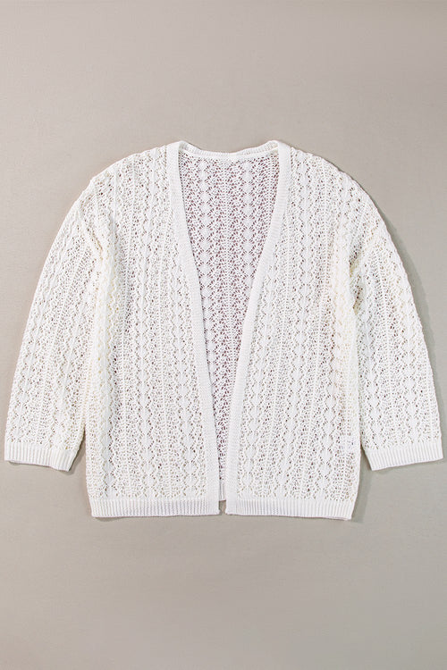 Openwork Open Front Dropped Shoulder Cardigan - Cozy & Chic Essential