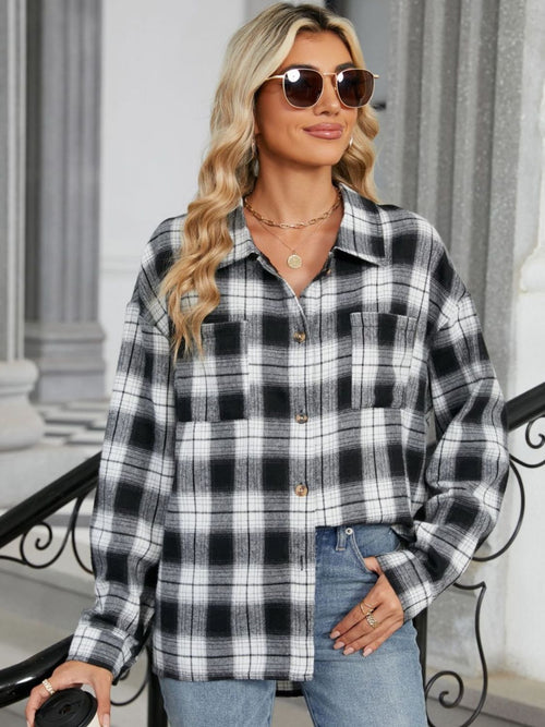 Plaid Collared Neck Long Sleeve Shirt | Fall Fashion Must-Have | Sizes Small through 2XL | 8 Fun Colors