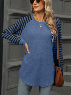 Striped Round Neck Long Sleeve T-Shirt – Classic Comfort in 6 Stunning Colors